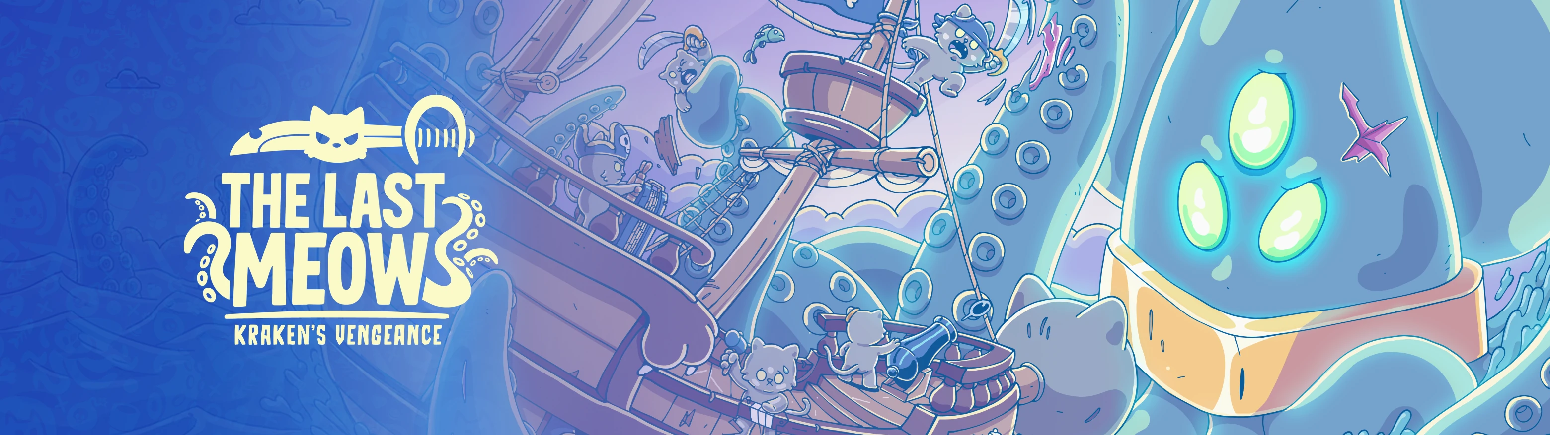 The Last Meow: Kraken’s Vengeance, pirate cats facing a giant Kraken at sea